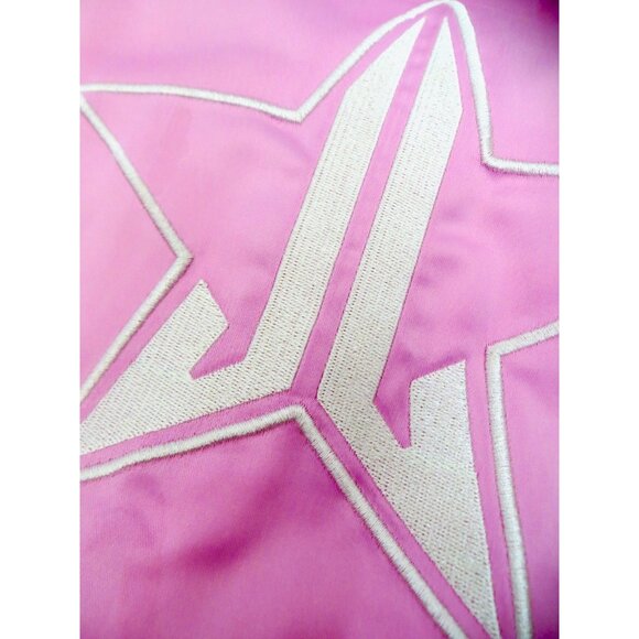 JEFFREE STAR Cosmetics Fashion Embroidered Satin Varsity Bomber Jacket Pink SZ M - Picture 6 of 7